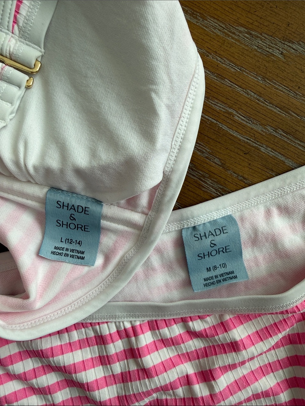 Shade & Shore Pink and White Ribbed Stripe Bikini Set - Picture 5 of 5